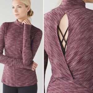 Lululemon &go Take-Off Long Sleeve, color: Heathered Bordeaux Drama, sz 8